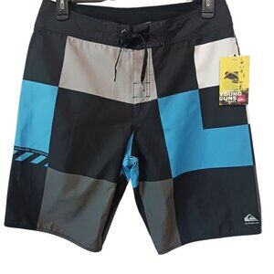 Quiksilver Young Guns Mens Swim Trunks Boardshorts Plaid Multicolor Size 34